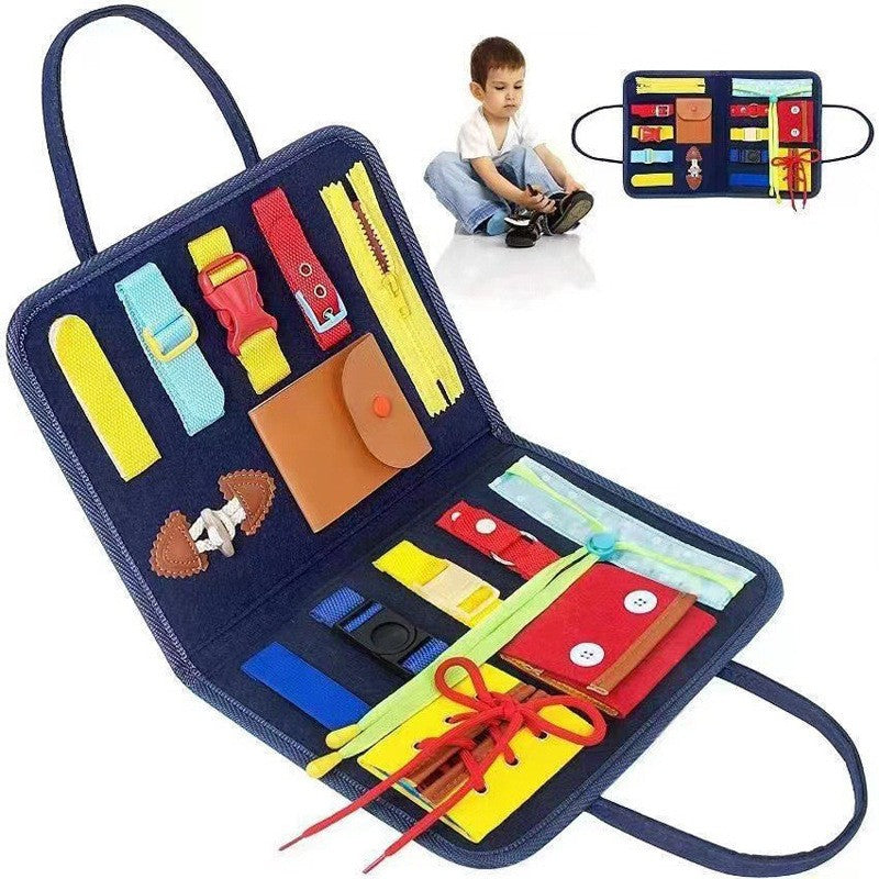 Carte Senzoriala Educativa Montessori, Kaveny, Dezvoltare Abilitati Motorii, 2 Pagini, 28x22x3 cm, Albastru