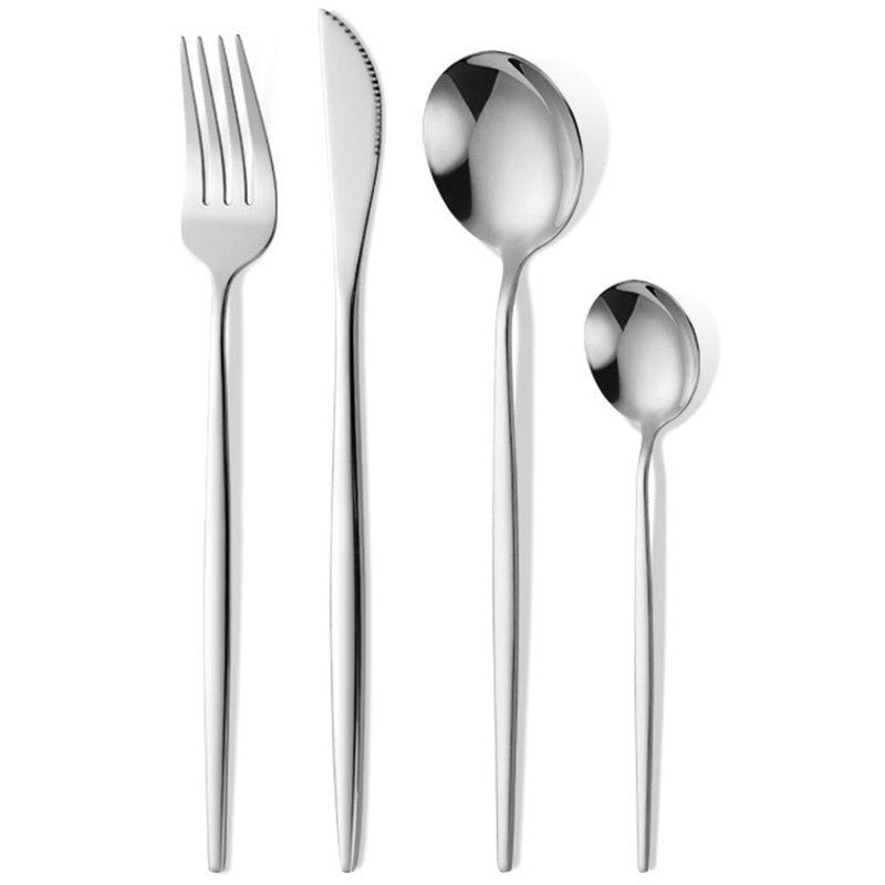 Tacamuri Portugheze, Kaveny, Set din 24 de Piese din Otel Inoxidabil, 6 Cutie, 6 Furculite, 6 Linguri de Masa, 6 Linguri pentru Ceai, Argintiu