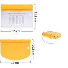 Taietor aluat 15 x 10.5 cm Kaveny, 2 in 1, lama otel inoxidabil, maner din ABS, gradat, paleta plastic, galben
