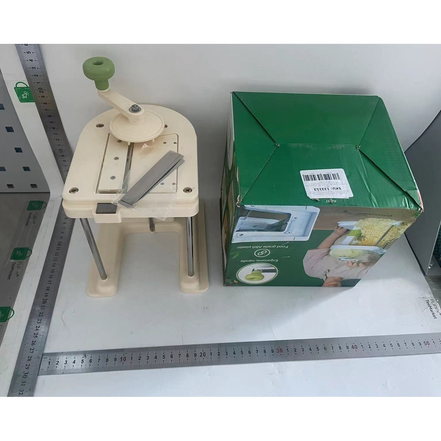 Razatoare de Varza, Kadeny, Manuala, din PP+Otel Inoxidabil, 19 x 17 x 19 cm, Latime Ajustabila, Alb/Verde