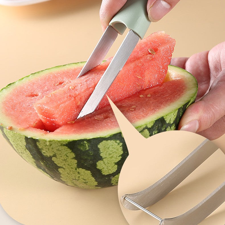 Taietor Decojitor pentru Pepene, Kadeny, pentru Legume si Fructe, Multifunctional, Set din 3 Parti, Otel Inoxidabil si Plastic PP, 22.5 x 7 cm Verde