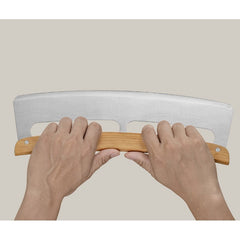 Taietor Feliator de Pizza, Kadeny, din Otel Inoxidabil, cu Capac, Maner din Lemn, Antialunecare, Lama Neteda si Ascutita, 34x10 cm, Maro