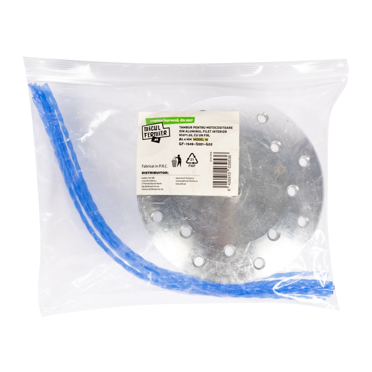 Tambur Micul Fermier, M10*1.25 8F 2.4mm AL Model16