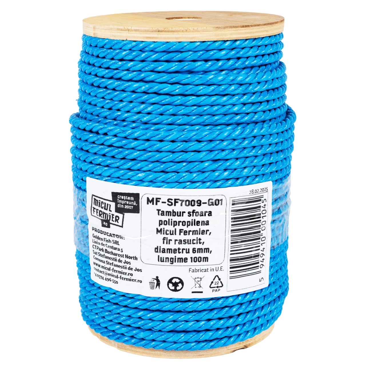 Tambur sfoara polipropilena Micul Fermier, fir rasucit, diametru 6mm, lungime 100m