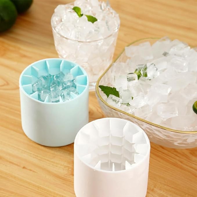 Tava de Gheata din Silicon cu Capac, Kaveny, Forma de Gheata pentru Racirea Bauturilor, in Forma de Frapiera, Silicon fara BPA, Cuburi de Gheata, 9x8.5x8 cm, Albastru