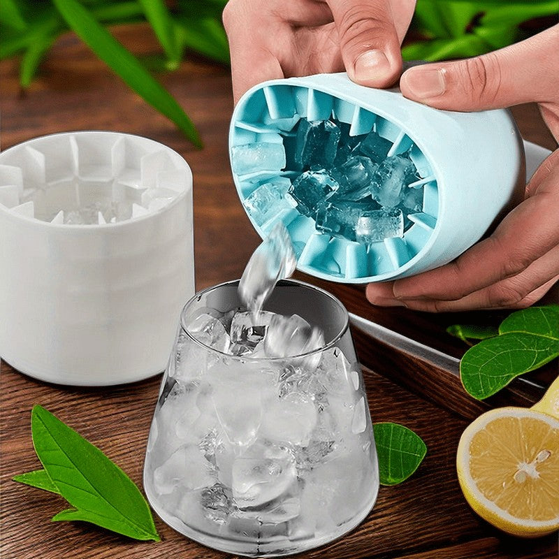Tava de Gheata din Silicon cu Capac, Kaveny, Forma de Gheata pentru Racirea Bauturilor, in Forma de Frapiera, Silicon fara BPA, Cuburi de Gheata, 9x8.5x8 cm, Albastru