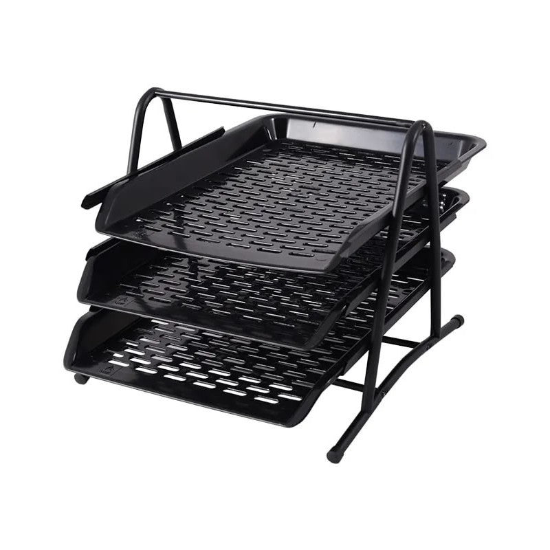 Tavita documente Ark 1800, 3 nivele, cadru metalic, plastic, negru