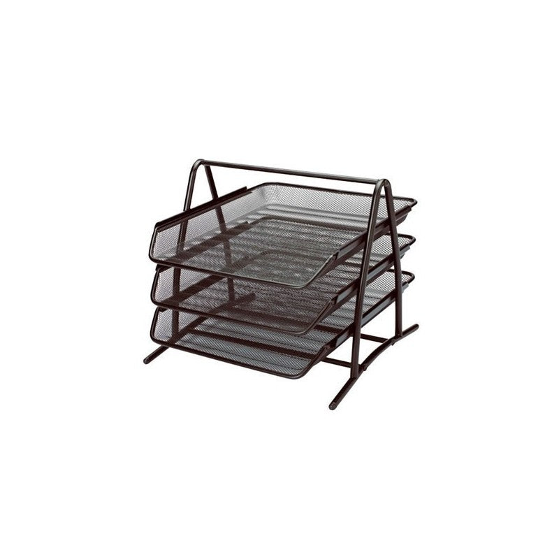 Tavita documente Office Cover, 3 nivele, plasa metalica, negru