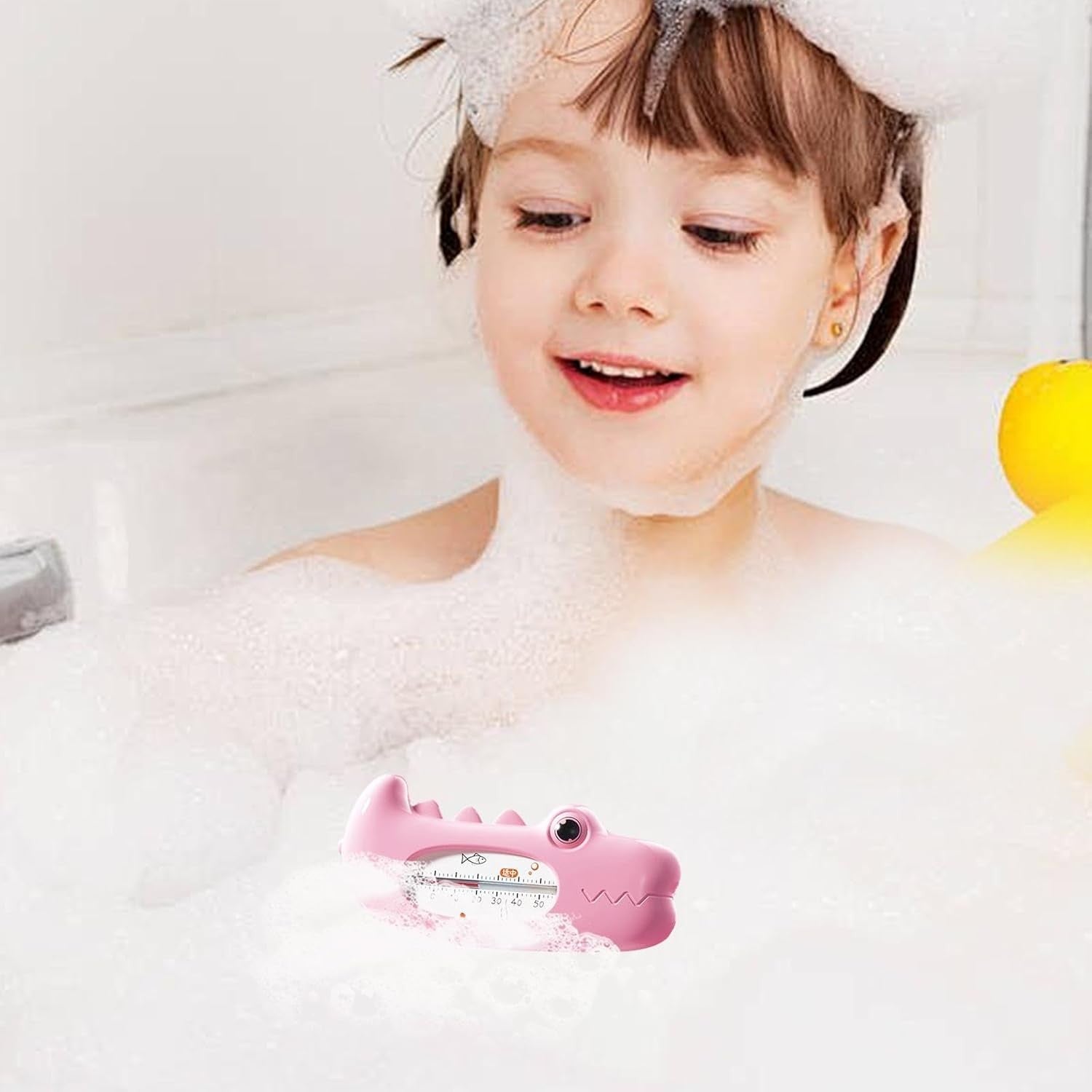 Termometru pentru Baie, Kadeny, Plutitor, Rezistent la apa, Multifunctional, Model Crocodil, 2.7x6.5x3.7 cm, Roz