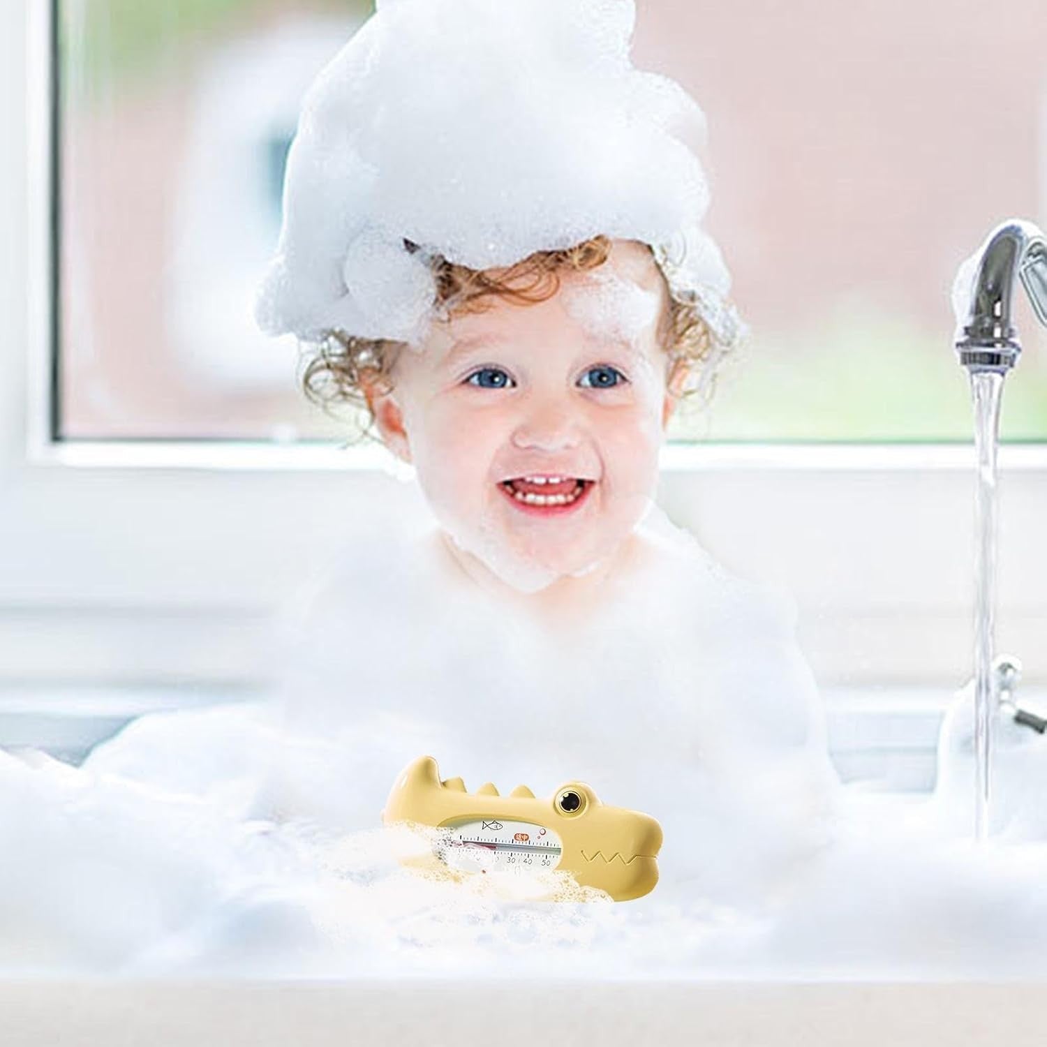 Termometru pentru Baie, Kadeny, Plutitor, Rezistent la apa, Multifunctional, Model Crocodil, 2.7x6.5x3.7 cm, Galben