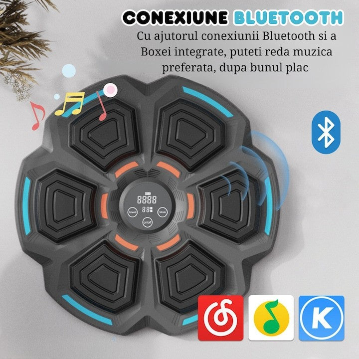 Tinta Lovituri Box Montabil pe Perete, Kadeny, Negru, Difuzor, Bluetooth, Iluminare LED, 41.5 x 6.5 x 42 cm, Manusi Incluse
