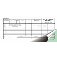 Tipizat - bon predare transfer restituire - 1/2 A4, 2 exemplare, carnet 50 seturi