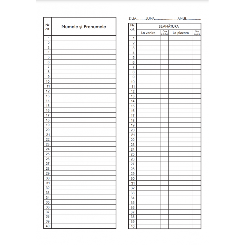 Tipizat - condica prezenta - A4, coperta mucava, 100 file