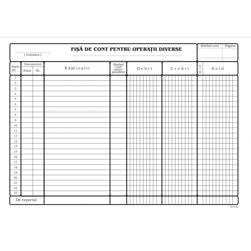 Tipizat - fisa cont operatii diverse - A4, 230g/mp