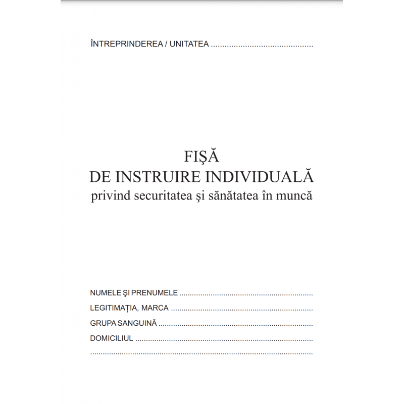 Tipizat - fisa individuala de instructaj privind protectia muncii SSM
