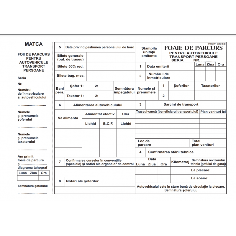 Tipizat - foi parcurs persoane - A4, landscape, simplu, 100 file