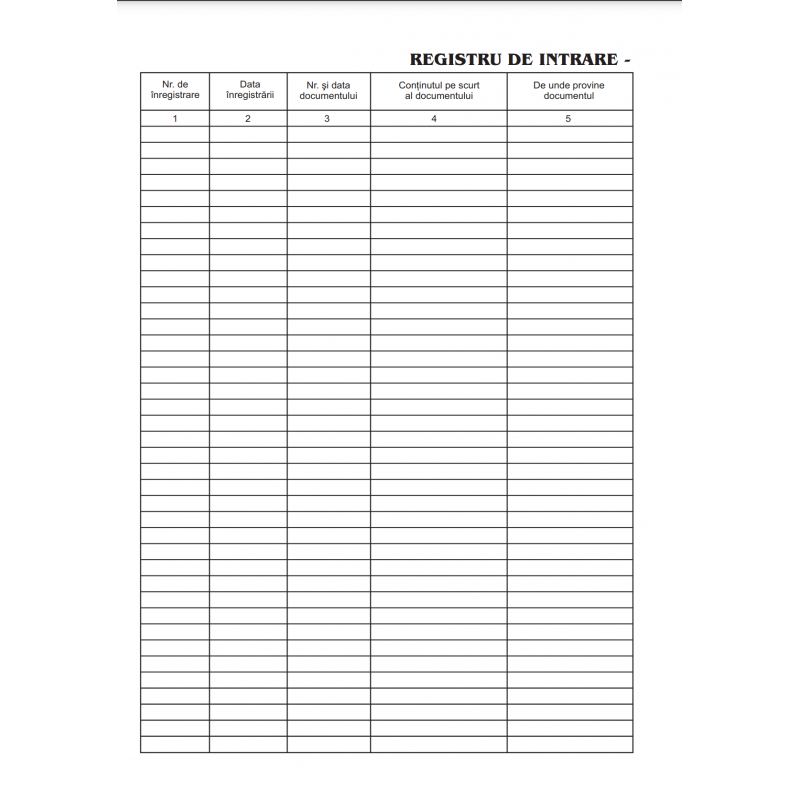 Tipizat - registru intrare / iesire - A4, portret, simplu, 100 file, coperta mucava
