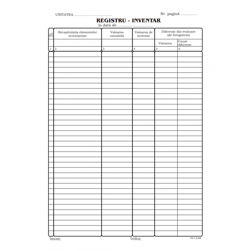 Tipizat - registru inventar - A4, portret, simplu, 100 file