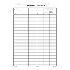 Tipizat - registru inventar - A4, portret, simplu, 100 file