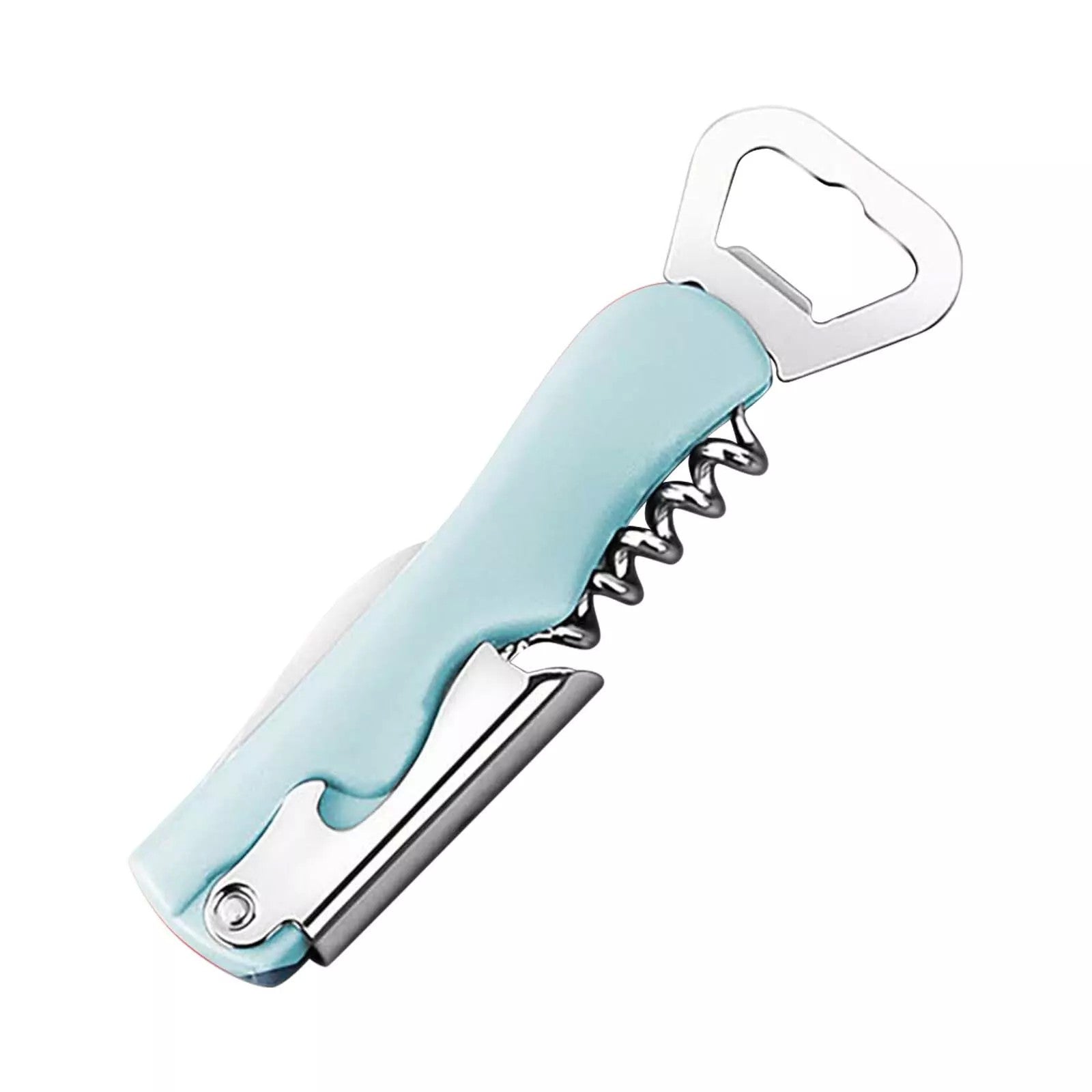 Tirbuson de Sticle 4 in 1, Kadeny, Desfacator de Sticle Multifunctional, din Inox cu Maner Anti Alunecare, 13.5 x 4 cm Verde