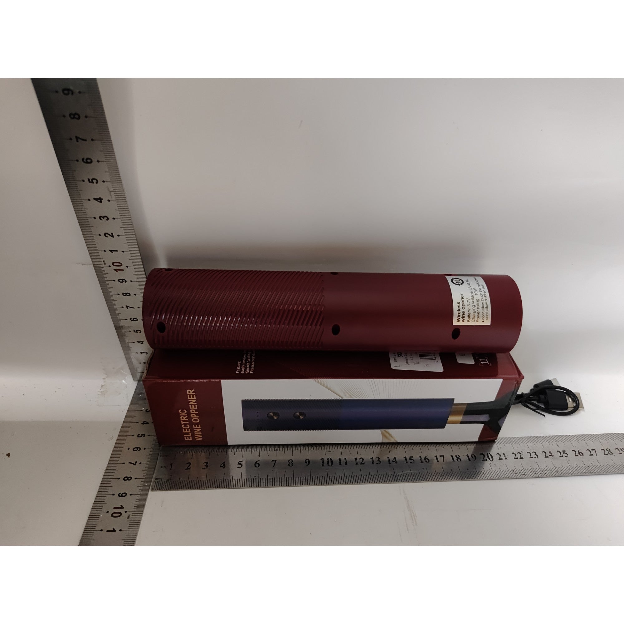 Tirbuson Electric, Kadeny, Deschizator Sticle de Vin, de Uz Casnic de Ultima Generatie, Reincarcabil prin Incarcare USB, 20 x 4.6 cm Rosu