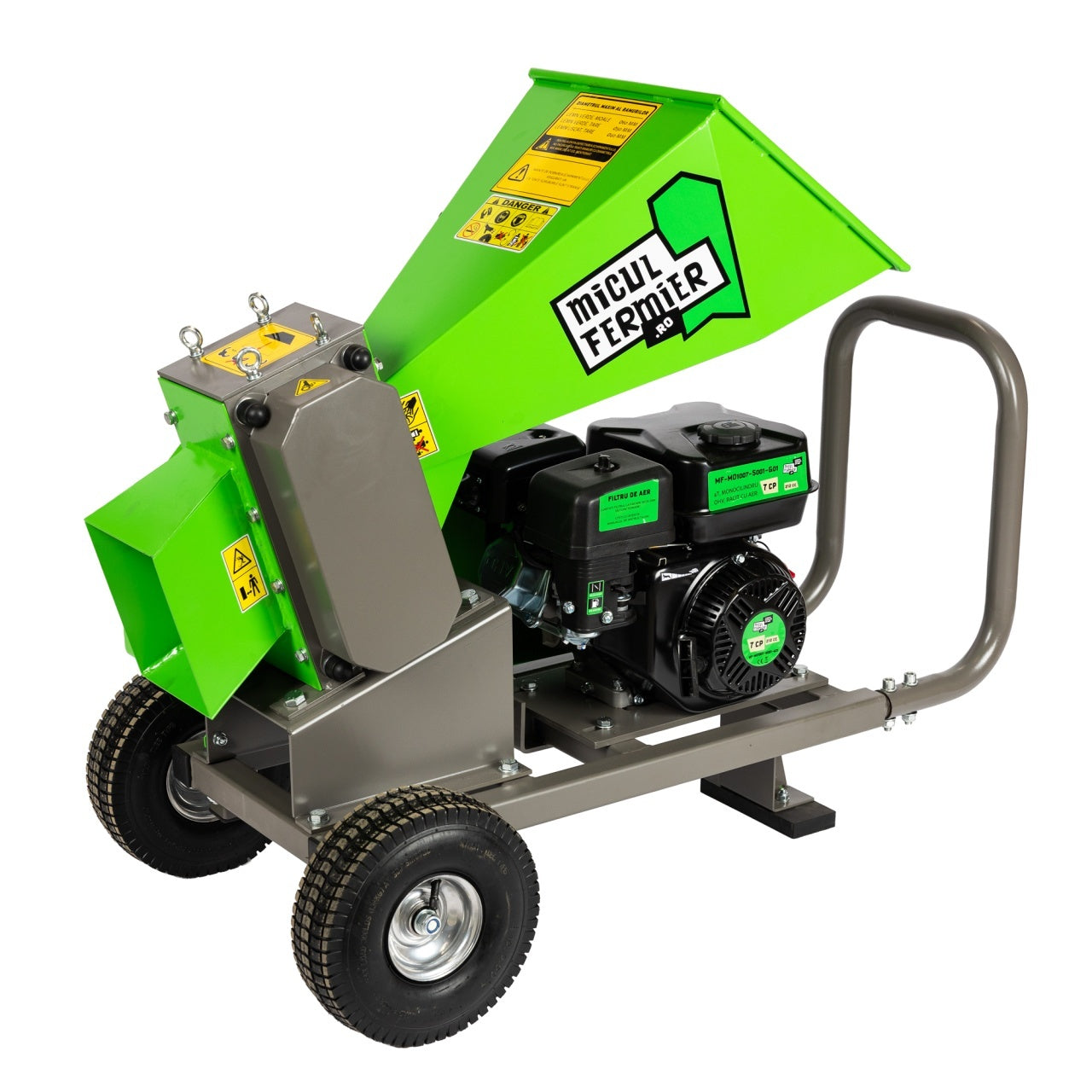 Tocator de crengi Micul Fermier, motor benzina 7 CP, 60 mm diametru maxim de taiere, pentru brichete