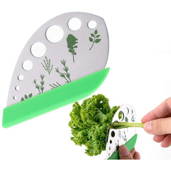 Tocator manual pentru ierburi Kaveny, instrument de curatat frunze, margini ascutie, 9 gauri de diferite dimensiuni, multifunctional, material otel inoxidabil, maner ergonomic, rezistent la rugina, 12.3 x 6.9 cm, argintiu