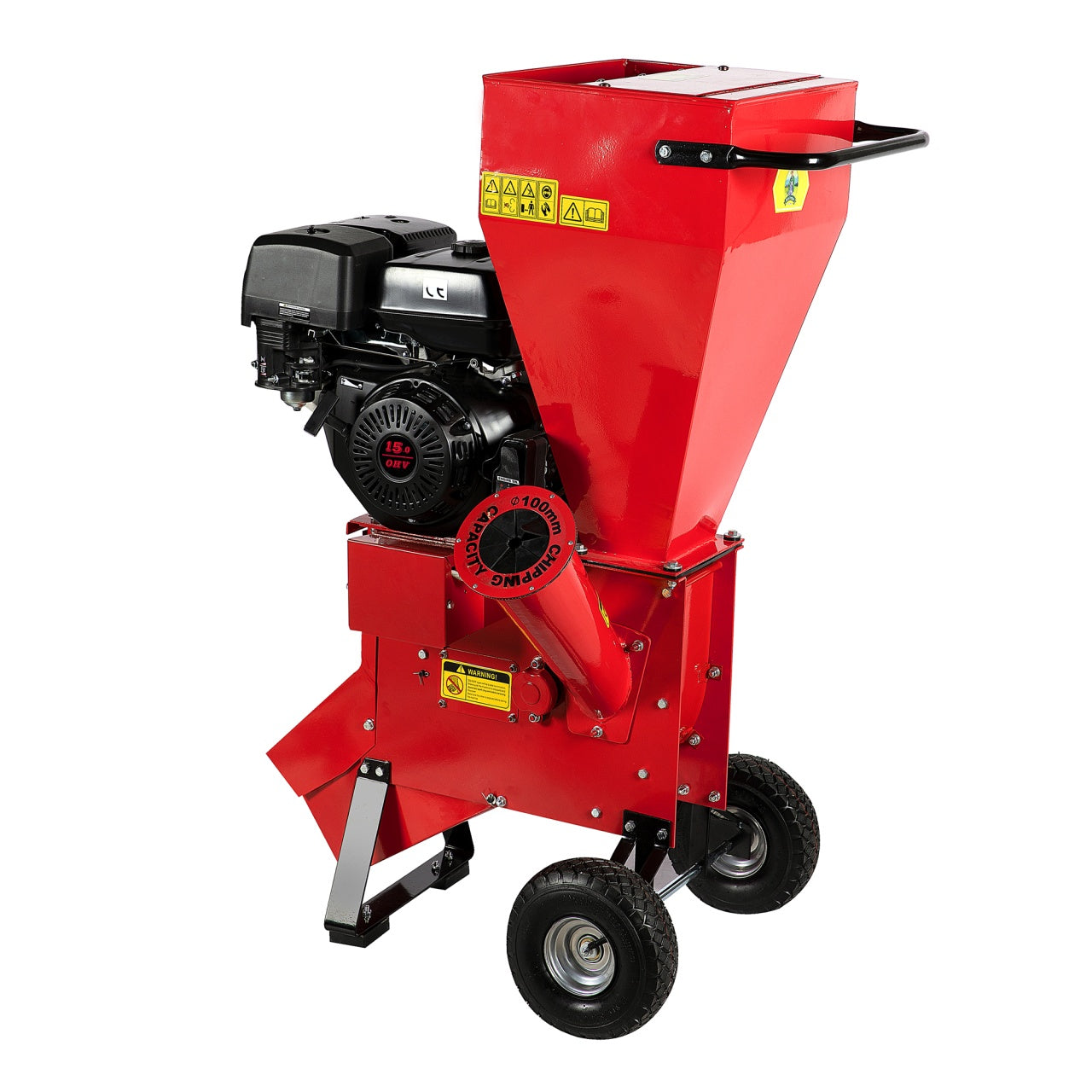 Tocator pentru crengi Micul Fermier, Ø100mm, motor benzina 15CP, pornire electrica, alimentare verticala, pentru rumegus