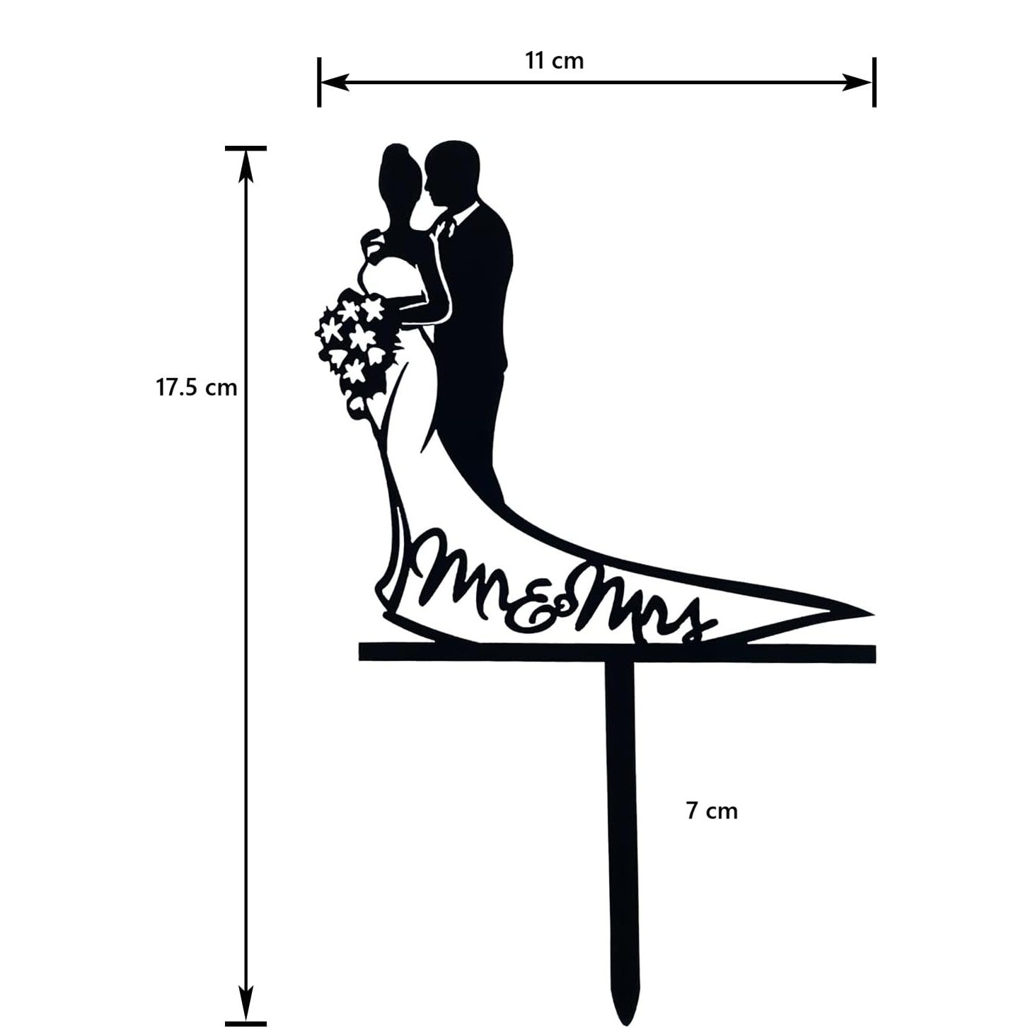Topper Tort, Kaveny, Model 1 Mr&Mrs,  17.5 x 11 cm, Negru