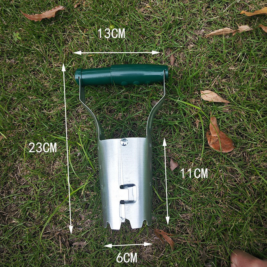 Transplantator Agricol Cilindric, Kaveny, din Otel si Plastic, 6 cm Diametru, cu Maner Flexibil, 23 x 6 x 13 cm, Verde