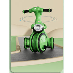 Tricicleta pentru copii Kaveny, pedalare, impingere, lumini si sunete, pedale antiderapante, material dur, cos depozitare, varsta peste 18 luni, 80x40x52 cm, verde