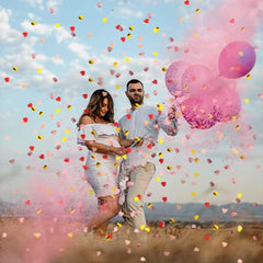 Tun Confetti, Kaveny, Model Gender Reveal, Boy or Girl, 40 cm, Ambalaj din Carton, Eliberare prin Rasucire, Roz