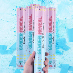Tun Confetti, Kaveny, Model Gender Reveal, Confetti Cannons, 40 cm, Ambalaj din Carton, Eliberare prin Rasucire, Albastru