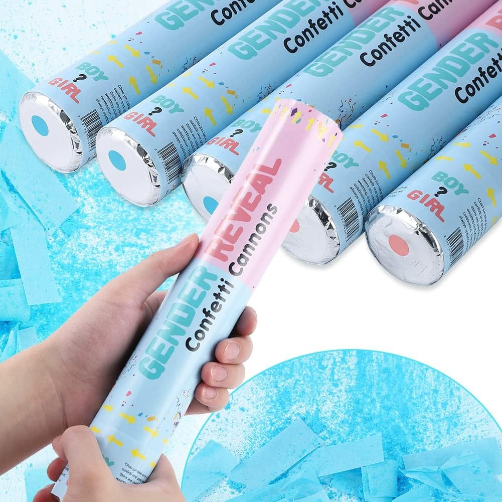 Tun Confetti, Kaveny, Model Gender Reveal, Confetti Cannons, 40 cm, Ambalaj din Carton, Eliberare prin Rasucire, Albastru