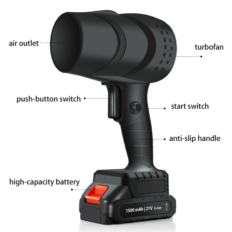 Suflanta de Aer Multifunctionala Portabila, Kadeny, Incarcare Auto, pentru Gratar, Masina, Indepartare Frunze si Praf, 1500 mAh, Viteta de Rotatie 25000 RPM, 2 Baterii de Li si Incarcator, Negru