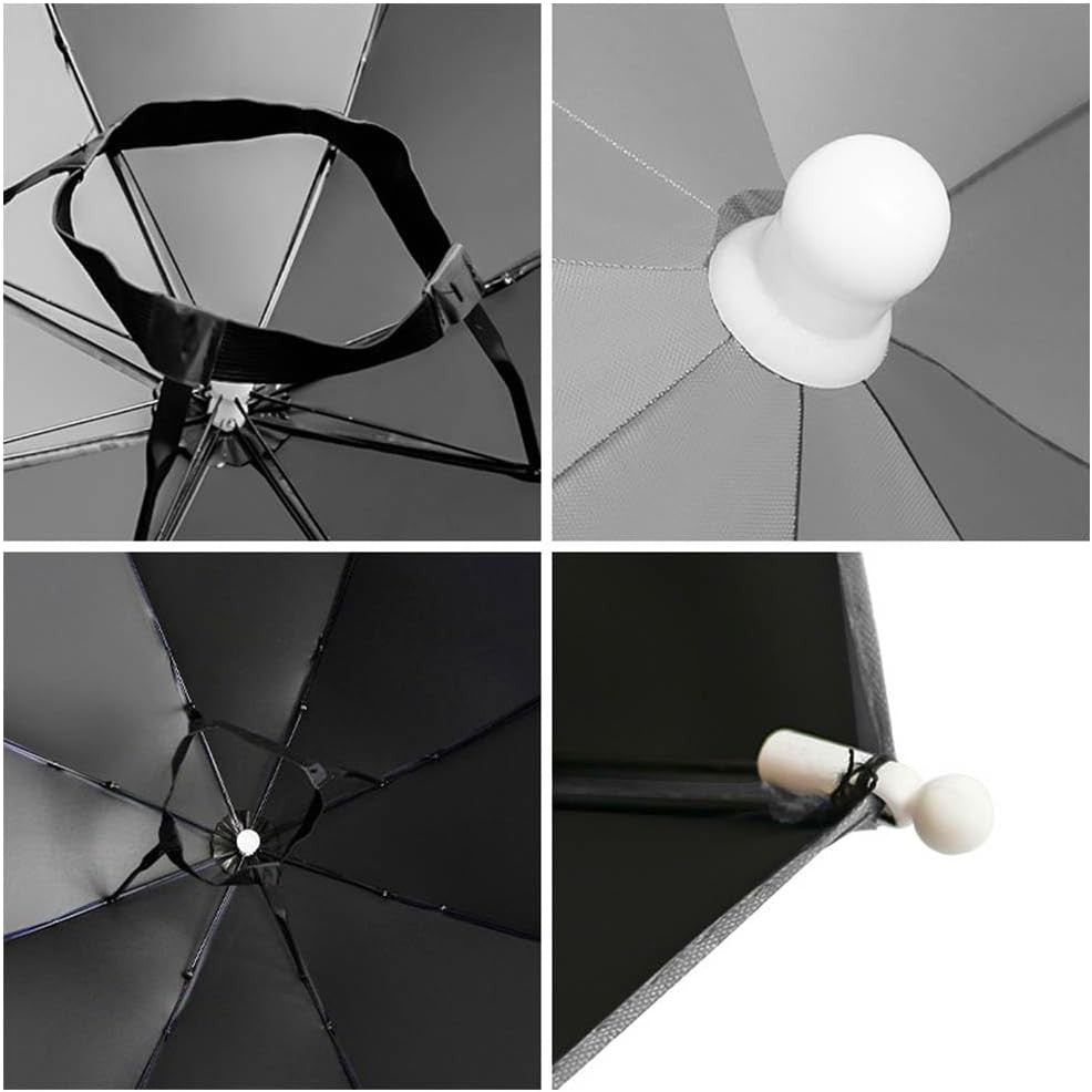 Umbrela de Cap, Kaveny, Diametru 69 cm, Banda Elastica de Cap, Protectie UV/Ploaie, Albastru Deschis