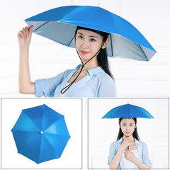 Umbrela de Cap, Kaveny, Diametru 69 cm, Snur Reglabil de Cap, Protectie UV/Ploaie, Albastru Inchis