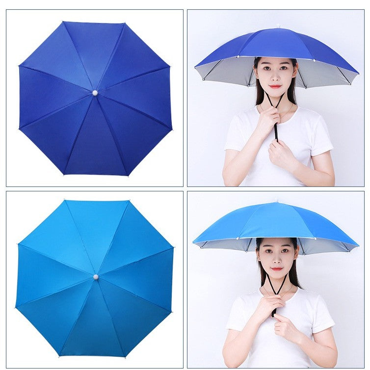 Umbrela de Cap, Kaveny, Diametru 69 cm, Snur Reglabil de Cap, Protectie UV/Ploaie, Albastru Inchis