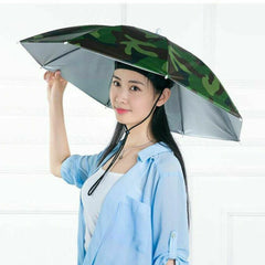 Umbrela de Cap, Kaveny, Diametru 69 cm, Snur Reglabil de Cap, Protectie UV/Ploaie, Camuflaj