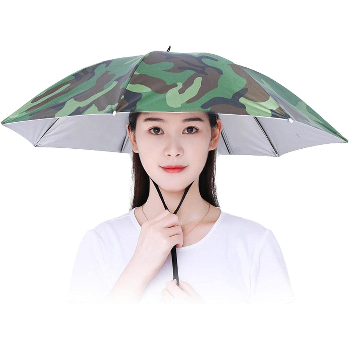 Umbrela de Cap, Kaveny, Diametru 69 cm, Snur Reglabil de Cap, Protectie UV/Ploaie, Camuflaj