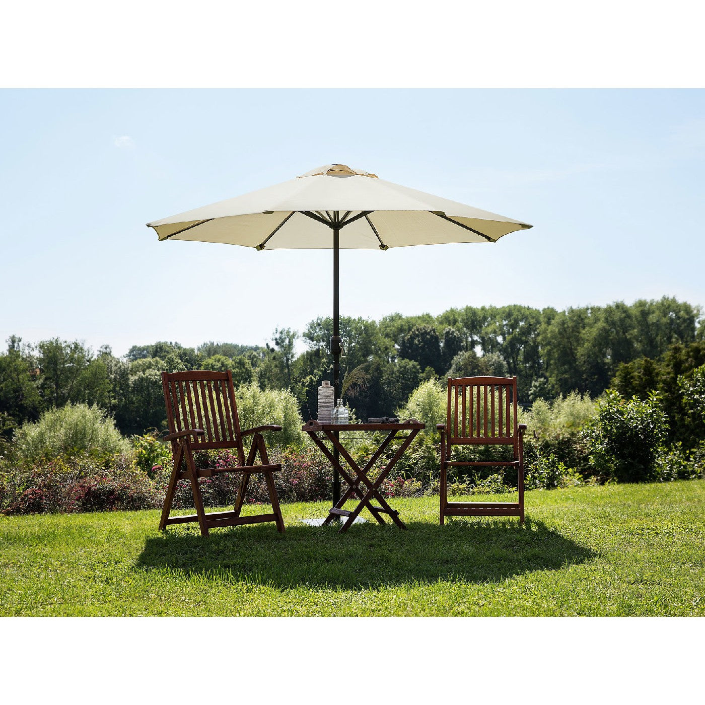 Umbrela rotunda de soare Kadeny pentru terasa, diametru 2.70 m, inclinare, manivela, crem