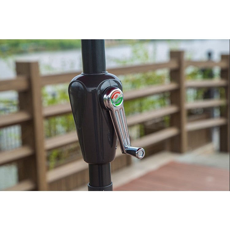 Umbrela rotunda de soare Kadeny pentru terasa, diametru 2.70 m, manivela, rosu