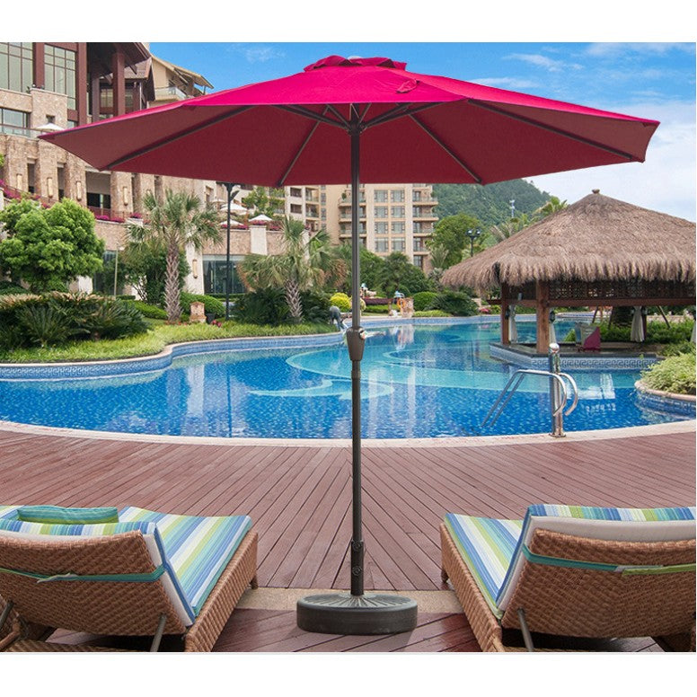 Umbrela rotunda de soare Kadeny pentru terasa, diametru 2.70 m, manivela, rosu