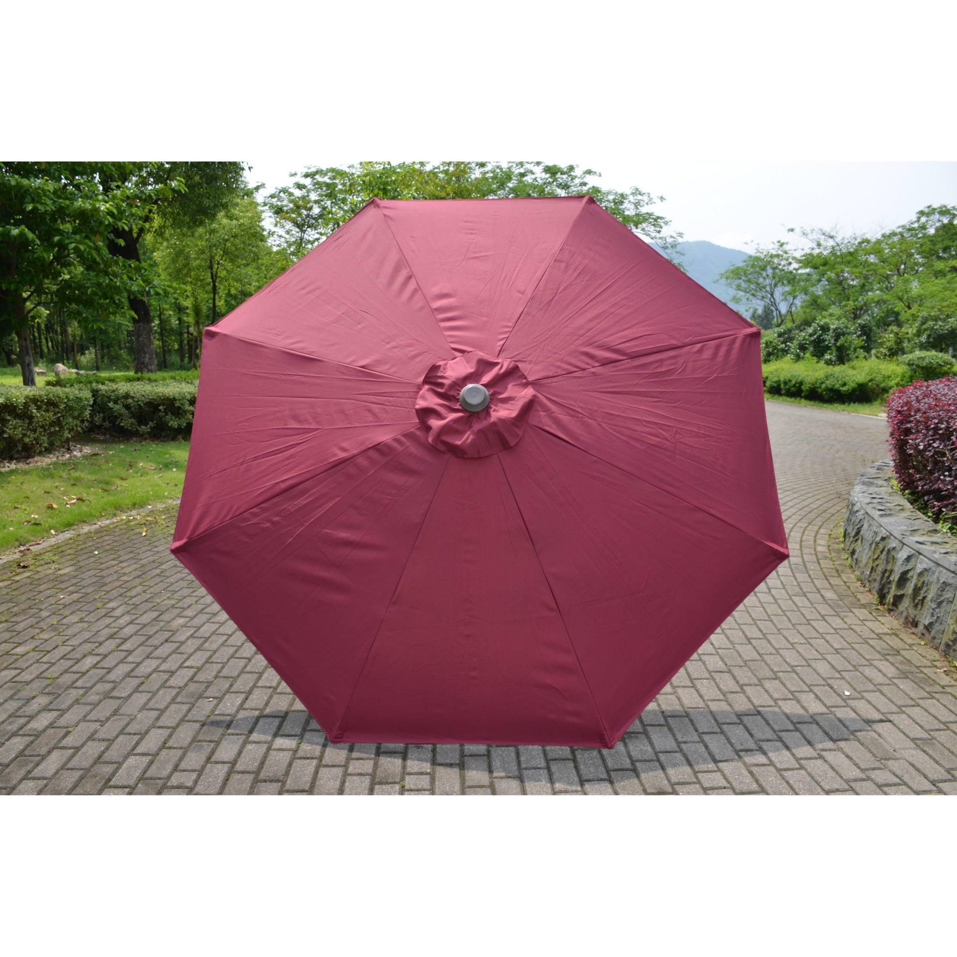 Umbrela rotunda de soare Kadeny pentru terasa, diametru 2.70 m, manivela, rosu