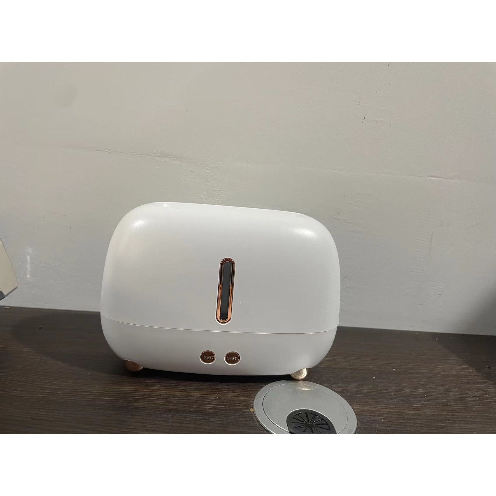 Umidificator de tip flacara, Kaveny, cu aromaterapie, 7 culori, 250 ml, alb