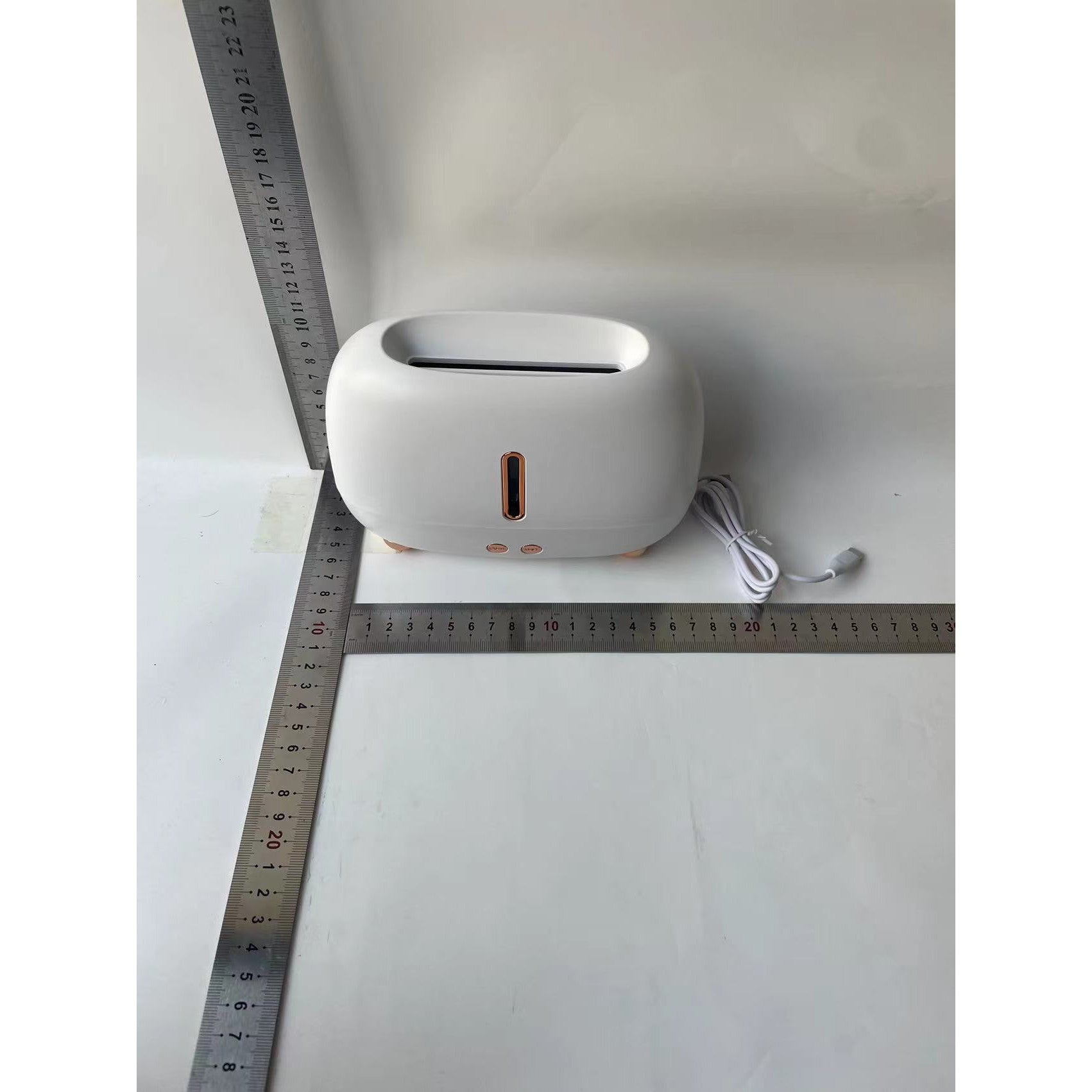 Umidificator de tip flacara, Kaveny, cu aromaterapie, 7 culori, 250 ml, alb