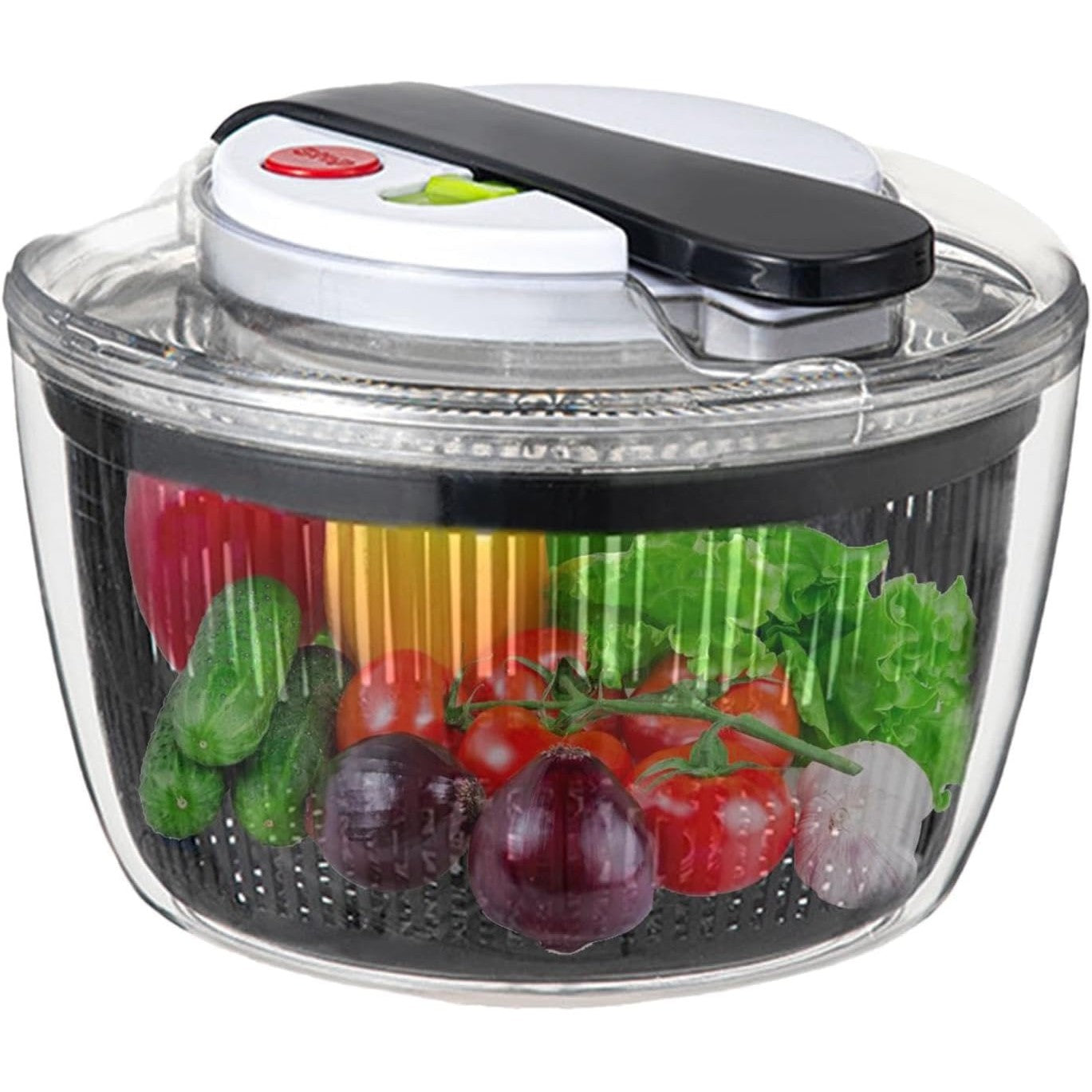 Uscator Manual pentru Salata si Verdeturi, Kadeny, Plastic, 16x15x21 cm, Capacitate 3L, Negru