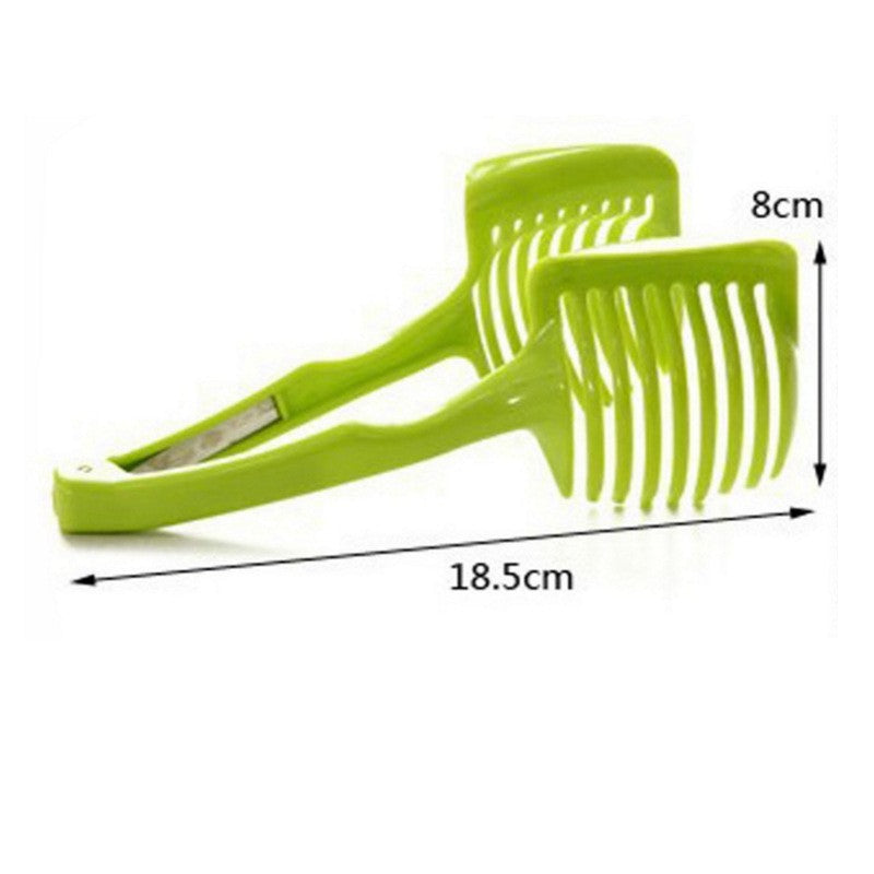Ustenisla de bucatarie tip cleste pentru feliat fructe si legume Kaveny, material ABS, 8 x 18.5 cm, verde
