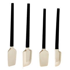 Ustensile de Bucatarie, Kadeny, Set din 4 bucati, din Silicon si Lemn, Spatule de Diferite Dimensiuni, Termo rezistente, Antiaderente, Instrument de Amestecat in Bucatarie, Alb-Negru