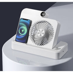 Ventilator 2in1, Kadeny, Functie Incarcare Telefon Wireless, 100 Trepte de Viteza, 2400 mAh, 5V, 2A, 25 x 16.5 x 24 cm, Alb